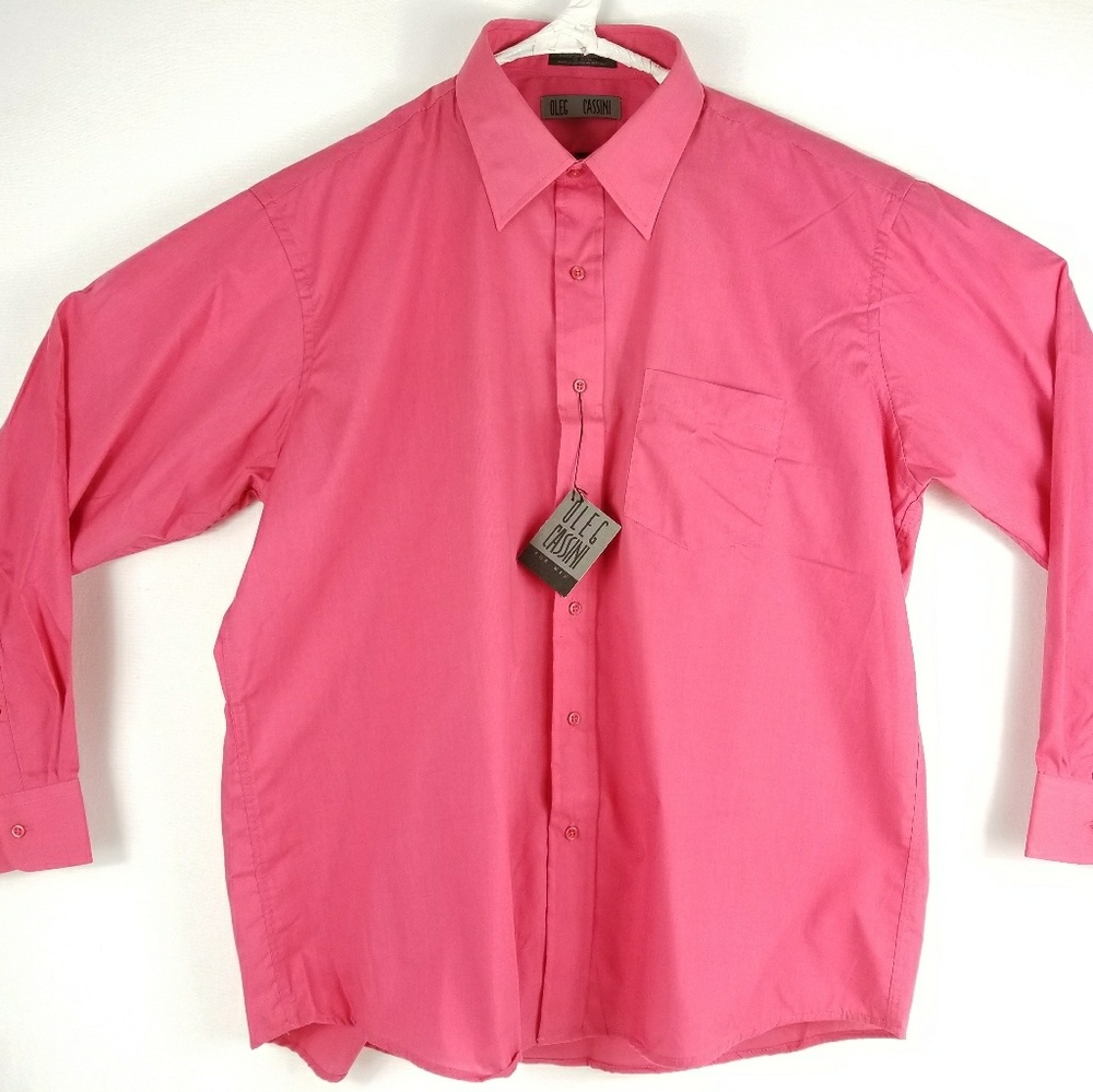 Oleg Cassini Men's Pink Button Down Dress Shirt
